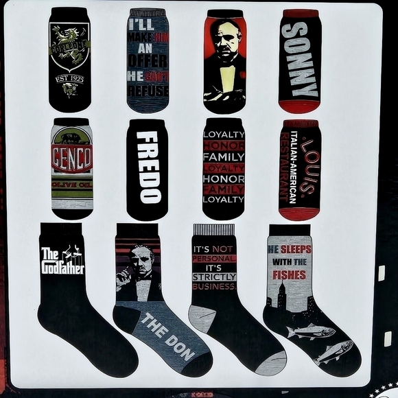 New! The Godfather Men's 12 Days of Socks Crew Socks Gift Pack - Picture 8 of 12